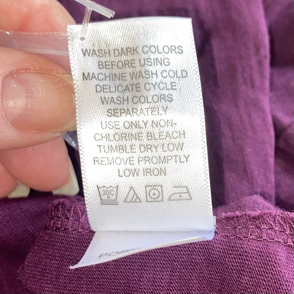 Roaman's Size 2X 26/28 Dark Purple Three Quarter Sleeve Shirt with Lace - Picture 6 of 13